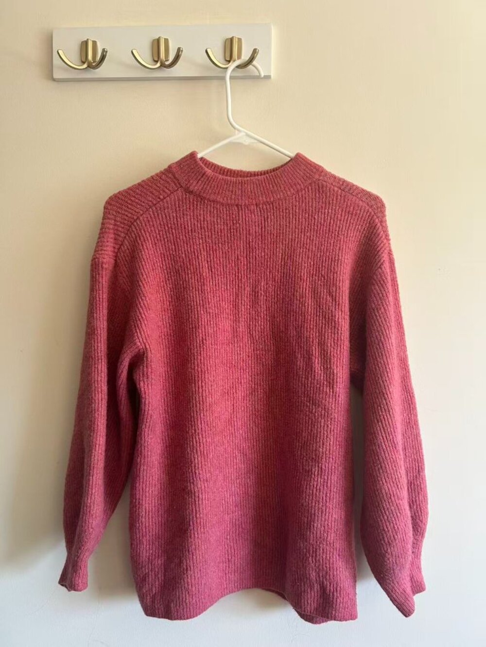 H&M Dusty Rose Pink Chunky Knit Sweater Size S Oversized
